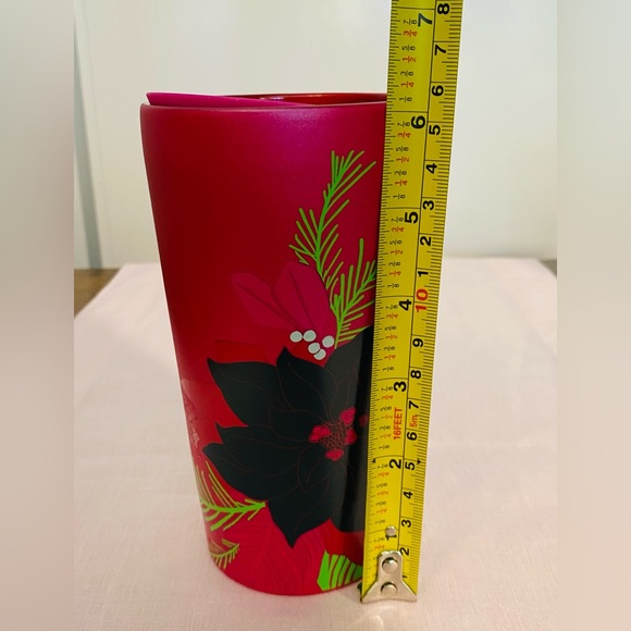 Starbucks Holiday Christmas Hot Pink Poinsettia Ceramic Tumbler 12 Fl Oz 2021 - Picture 11 of 12